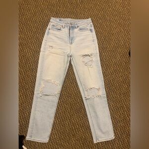 American Eagle Outfitters Light Blue High Rise Distressed Jeans